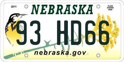 NE license plate 93HD66