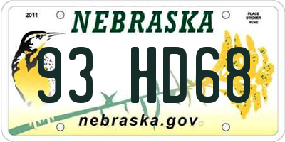 NE license plate 93HD68