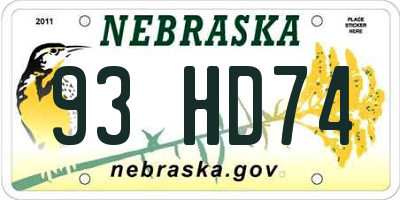 NE license plate 93HD74
