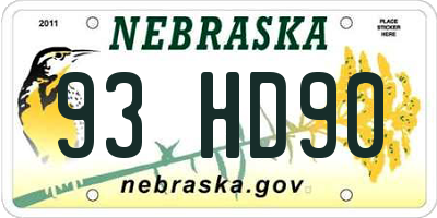 NE license plate 93HD90