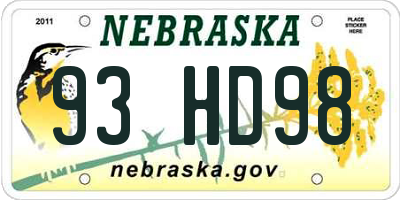NE license plate 93HD98
