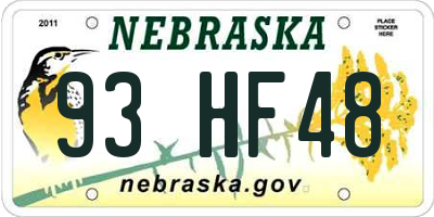 NE license plate 93HF48