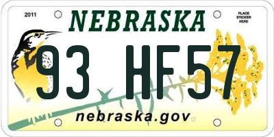 NE license plate 93HF57