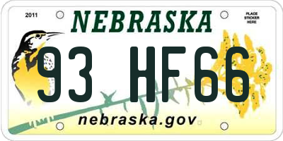 NE license plate 93HF66