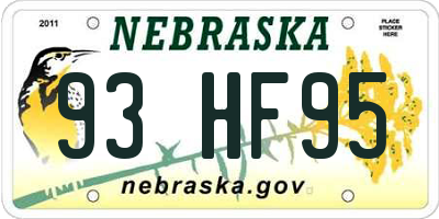 NE license plate 93HF95