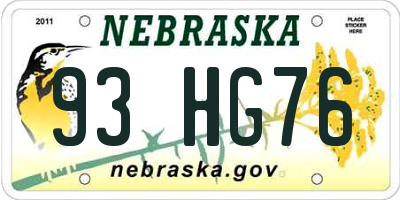 NE license plate 93HG76