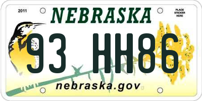 NE license plate 93HH86
