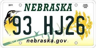 NE license plate 93HJ26