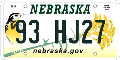 NE license plate 93HJ27