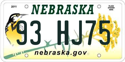 NE license plate 93HJ75