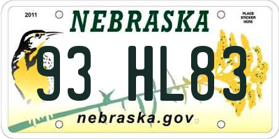 NE license plate 93HL83