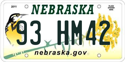 NE license plate 93HM42