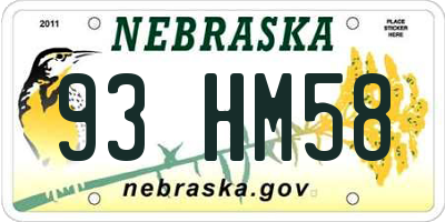 NE license plate 93HM58