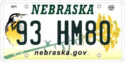 NE license plate 93HM80