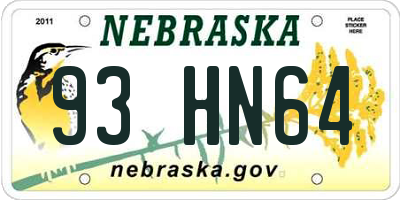 NE license plate 93HN64