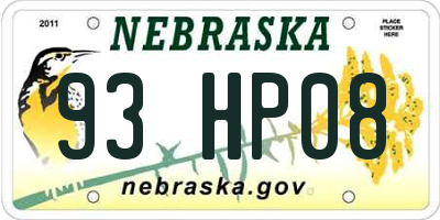 NE license plate 93HP08
