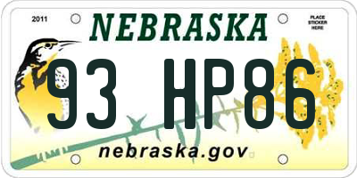 NE license plate 93HP86