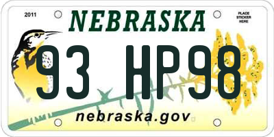 NE license plate 93HP98