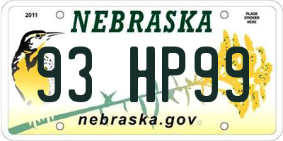 NE license plate 93HP99