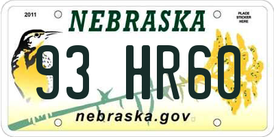 NE license plate 93HR60