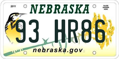 NE license plate 93HR86