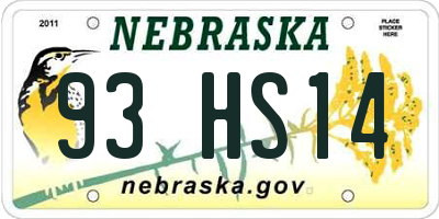 NE license plate 93HS14