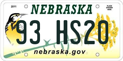 NE license plate 93HS20