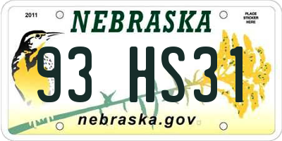 NE license plate 93HS31