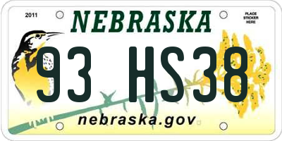 NE license plate 93HS38