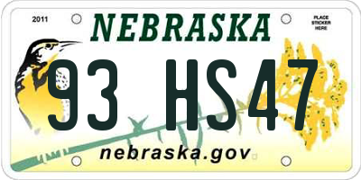 NE license plate 93HS47