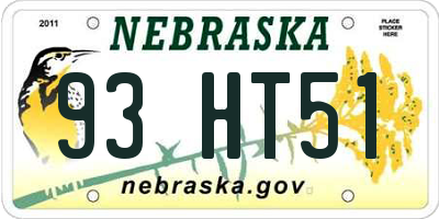 NE license plate 93HT51