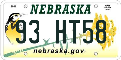 NE license plate 93HT58