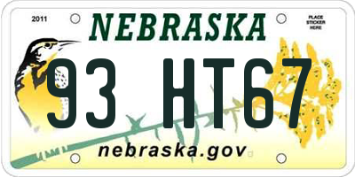 NE license plate 93HT67