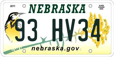 NE license plate 93HV34
