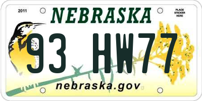 NE license plate 93HW77