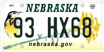 NE license plate 93HX68