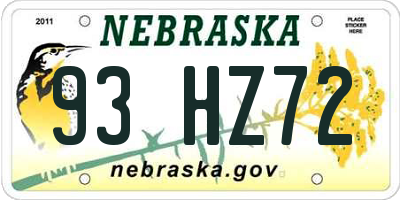 NE license plate 93HZ72
