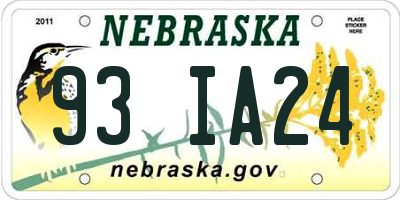 NE license plate 93IA24