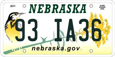 NE license plate 93IA36