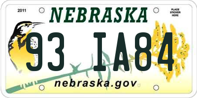 NE license plate 93IA84