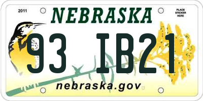 NE license plate 93IB21
