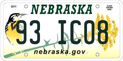 NE license plate 93IC08