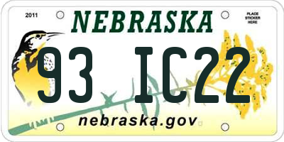 NE license plate 93IC22