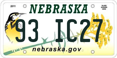 NE license plate 93IC27