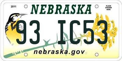 NE license plate 93IC53