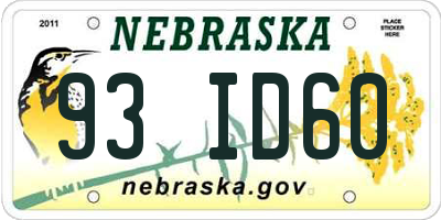 NE license plate 93ID60