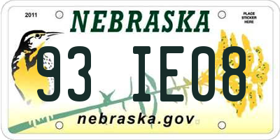 NE license plate 93IE08