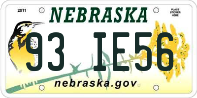 NE license plate 93IE56