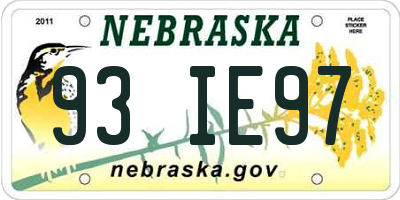 NE license plate 93IE97