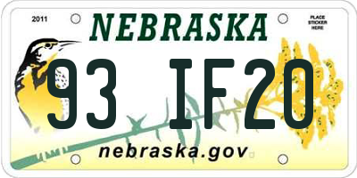 NE license plate 93IF20